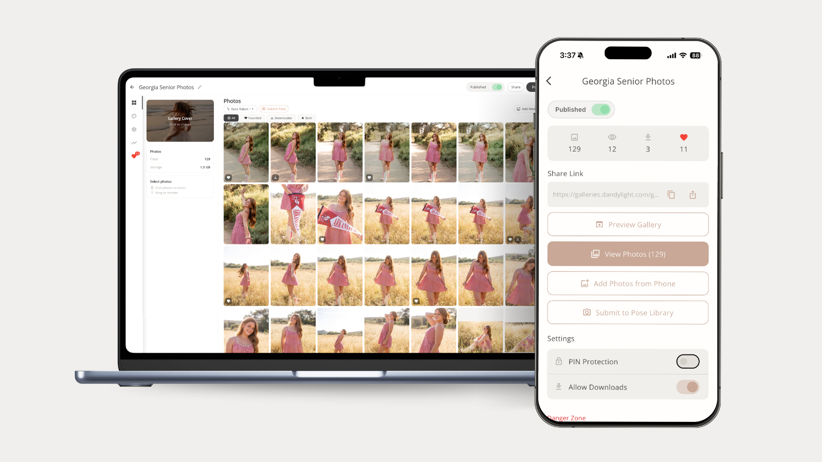 Uploading photos in Dandylight