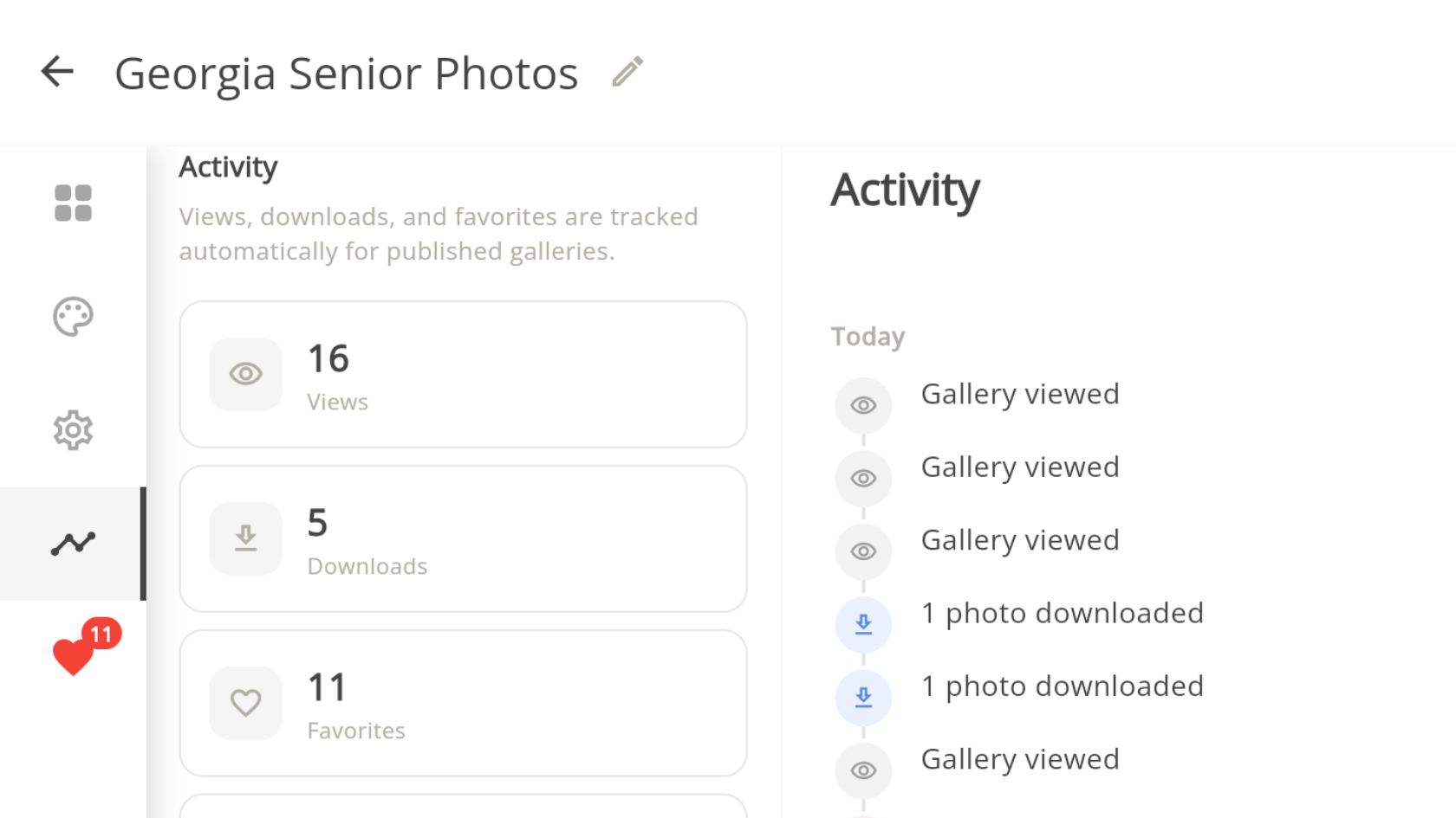Activity dashboard in Dandylight