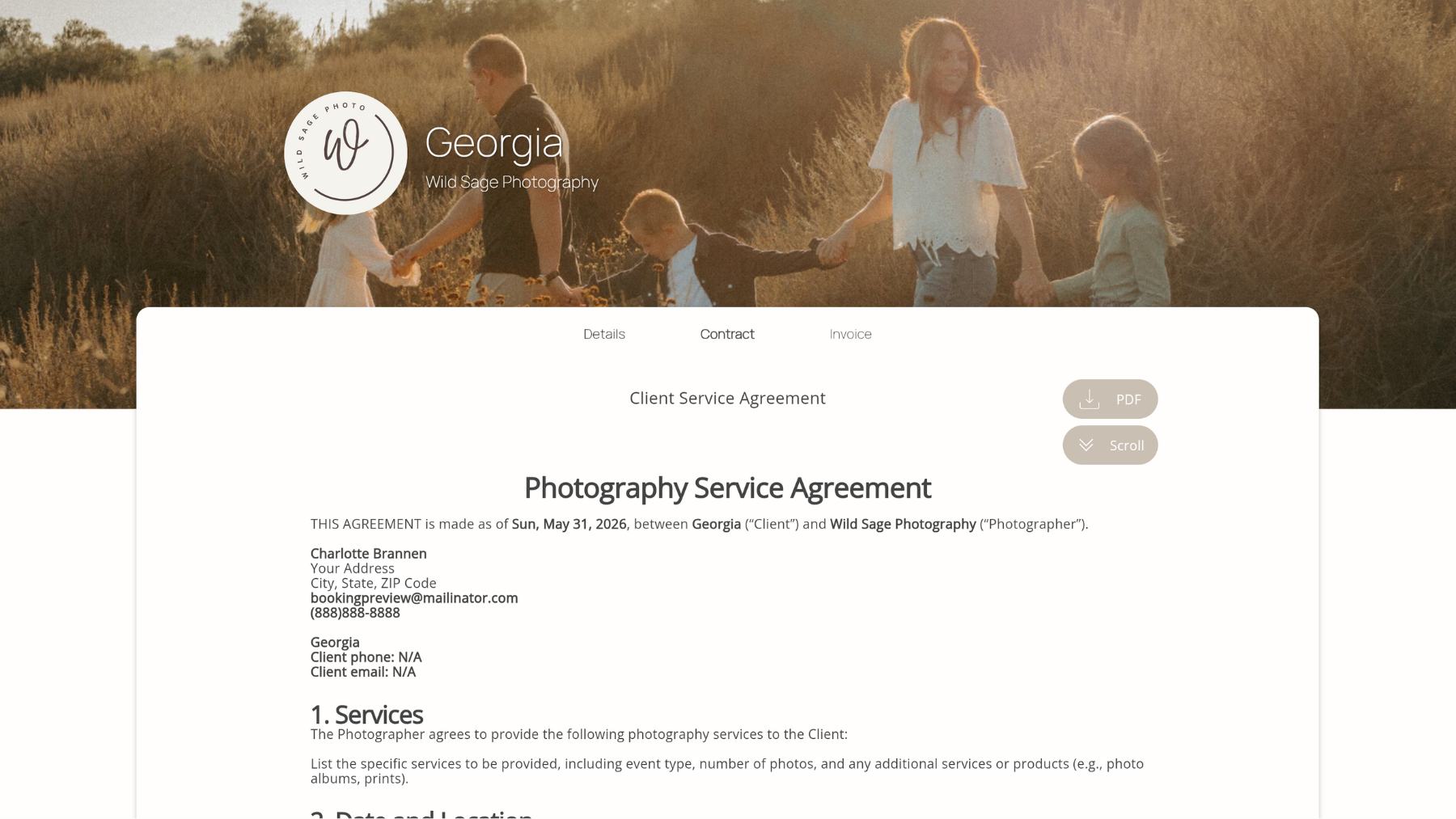 Dandylight contract and e-signature interface